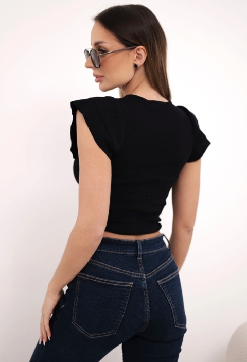 Crop top prążkowany z wiązaniem
