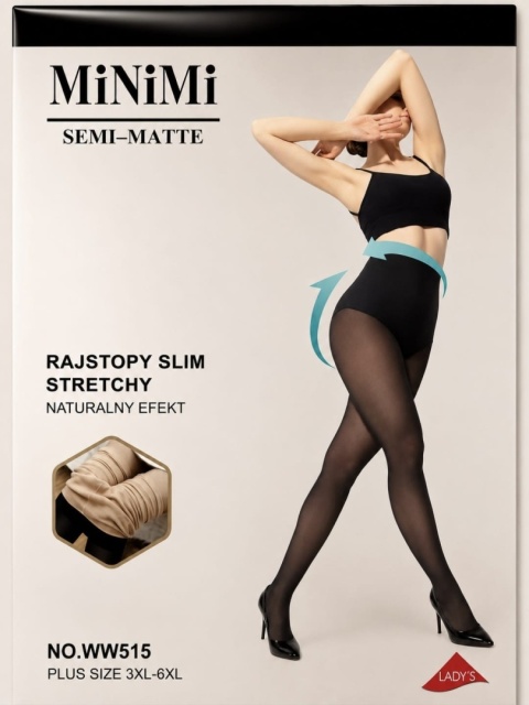 Rajstopy druga skóra Slim Stretchy plus size 3XL-6XL